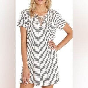 Billabong Long Ago Lace Up Modal T Shirt Dress L